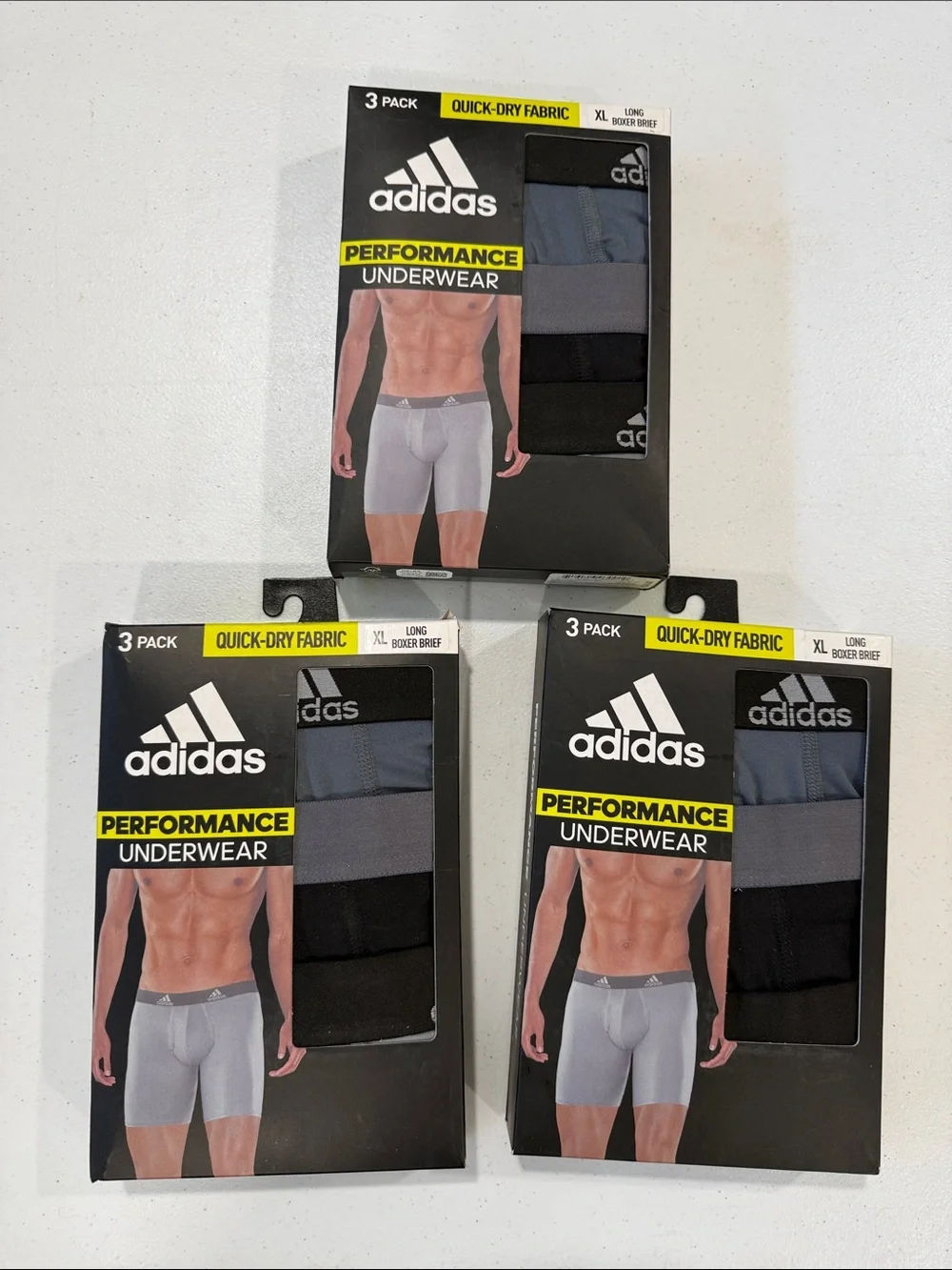 9 pairs - adidas Performance (3)  3-Pack Boxer Briefs - Black & Gray underwear